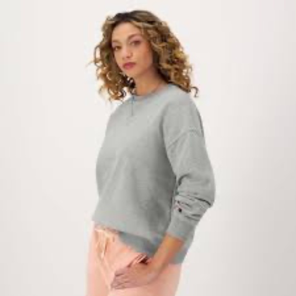 Champion Grey Two-Tone Melange Crew Neck Sweatshirt Medium GUC! - Picture 1 of 6